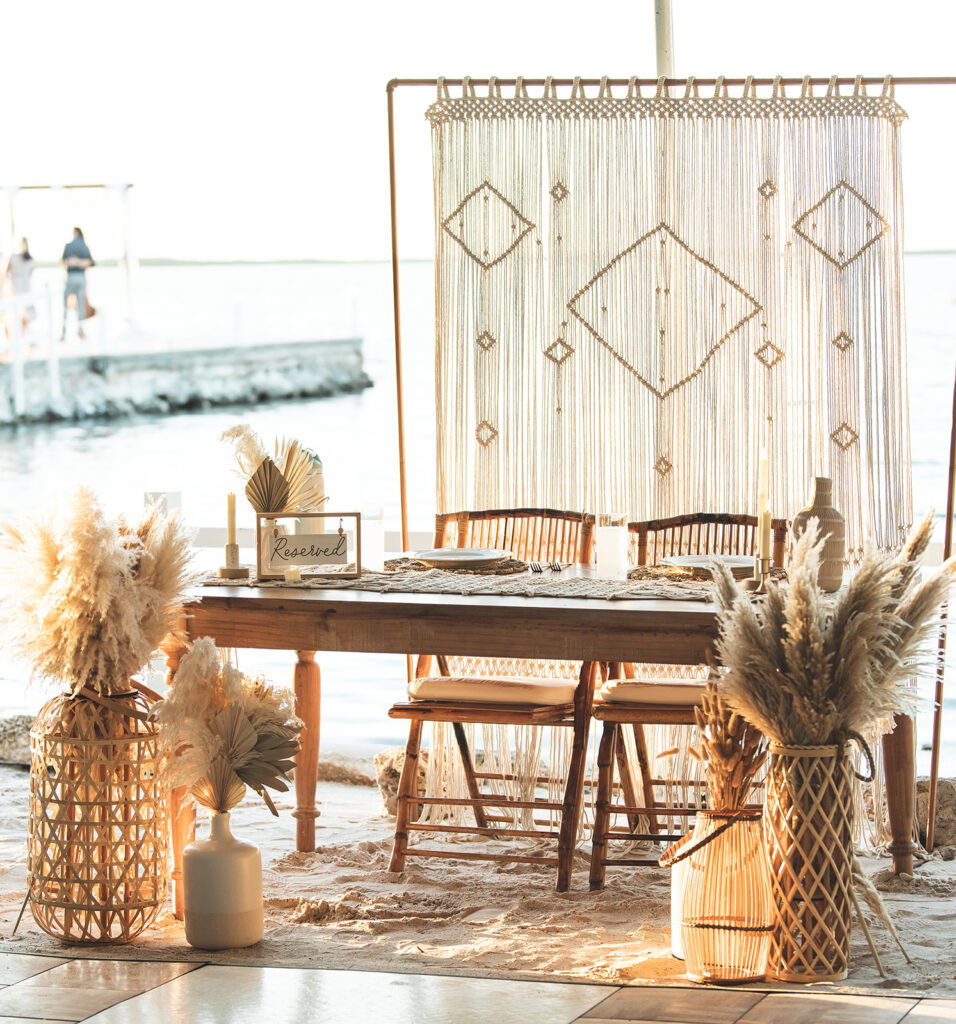 DIY boho wedding decor sweetheart table